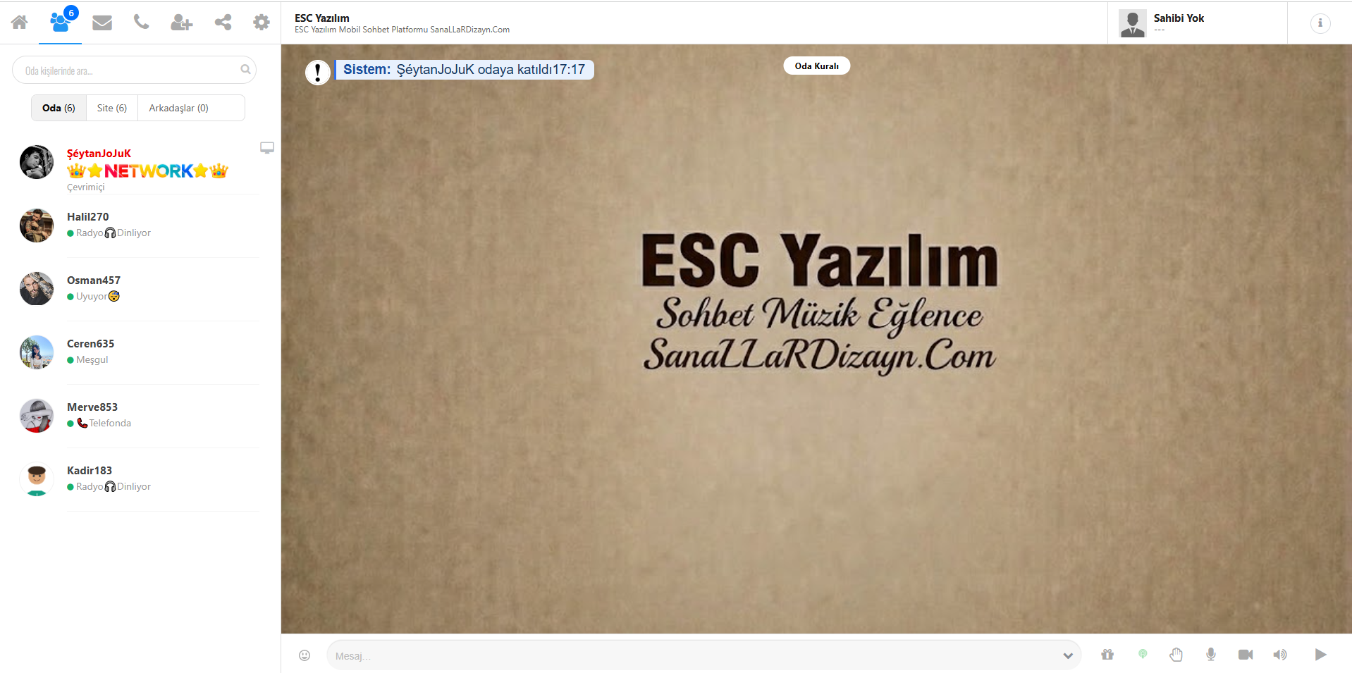 ESC Yazılım Sesli Sohbet Platformu Ekran Görüntüsü